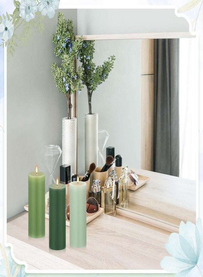 Conelist Set of 6 Gradient Green Pillar Candles 2 x 6 Inch Decorative Unscented Column Candles for Wedding Thanksgiving Christmas Holiday Church Dinner Table Home Relaxation Spa Decor - Image 4